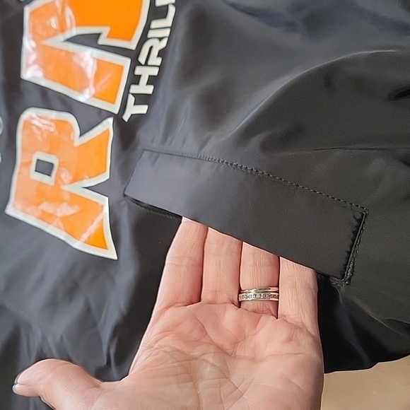 Divided (H&M) Size S Black with Orange Racing Bomber Jacket, Exc., Like New Cond - Picture 12 of 12